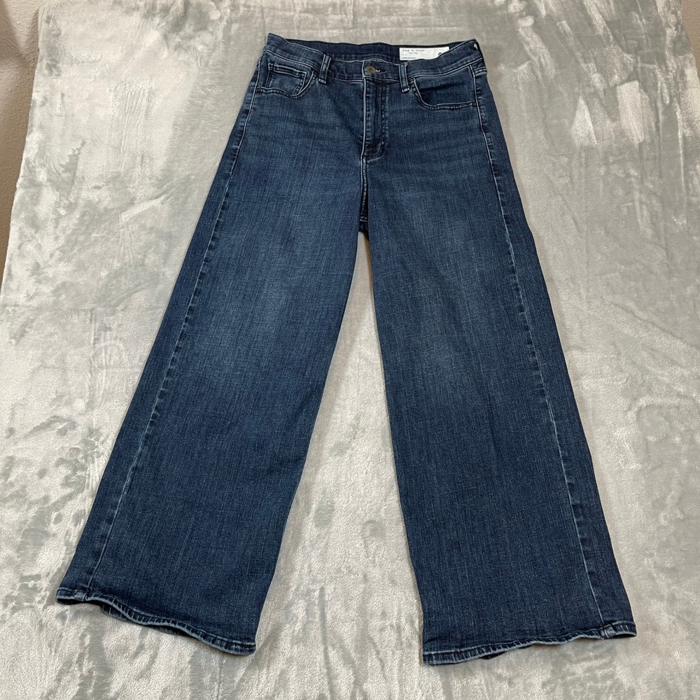 Rag & Bone Annie Wide Leg Jeans Dark Wash High Rise Denim Size 28